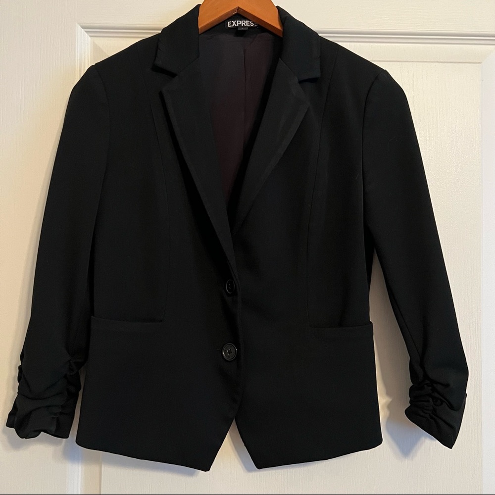 Express roush sleeve black blazer size 4
